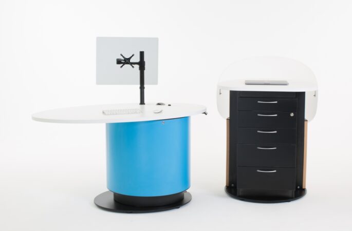 YAKETY YAK Work Module provides extra storage and a private workspace for staff.