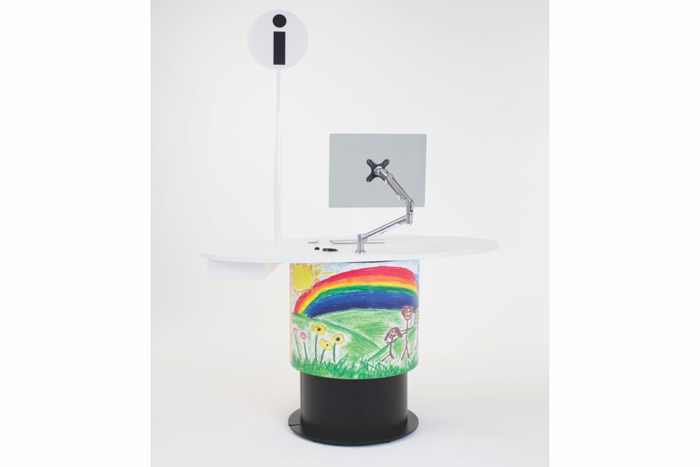 Accessorize your YAKETY YAK desk with our LOLLIPOP Illuminated Sign Pole or add personality with a customized barrel treatment.