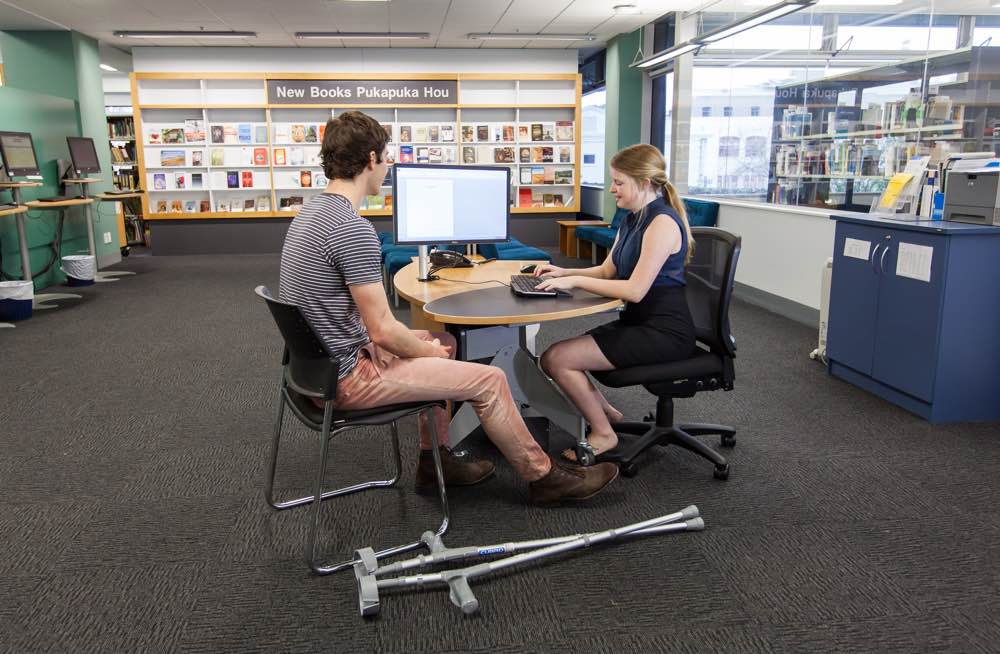 Yakety Yak desks enable staff to respond sensitively to people of all levels of mobility.