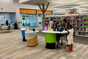 YAKETY YAK dynamic grouping: 103 Pod, 104 Pod and 100 Work Module, at The City of Euless Library.