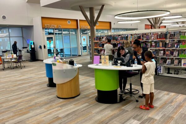 YAKETY YAK dynamic grouping: 103 Pod, 104 Pod and 100 Work Module, at The City of Euless Library.