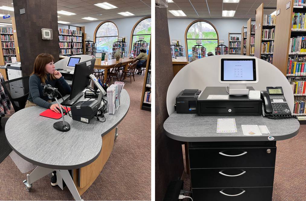 The YAKETY YAK 202 Desk is paired with the YAKETY YAK 100 Cash Module.
