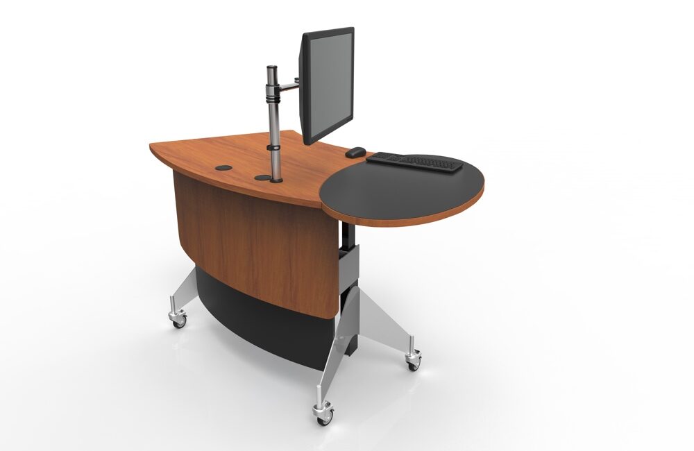 YAKETY YAK 202 desks feature a generous 'meeting oval' for easy customer interaction.
