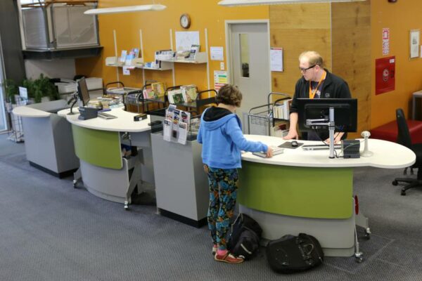 Onehunga Community Library’s new and dynamic counter configuration.