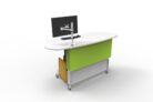 YAKETY YAK 205 Island Desk. Stand alone desks support customer interaction across the desk and at either end.