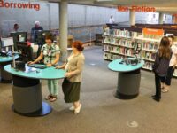 YAKETY YAK Classic Oval 1600 Pods form a dynamic circulation area at Mona Vale Library, Northern Beaches.