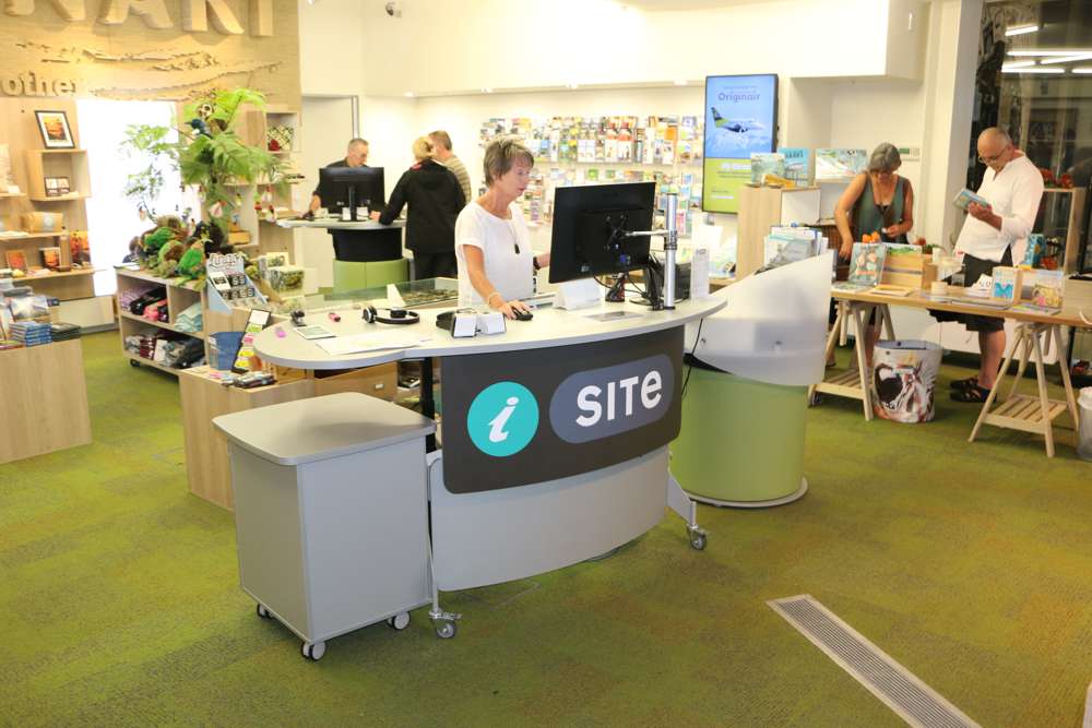 YAKETY YAK 203 Desk, YAKETY YAK Cash / Eftpos Module and our Stand Alone StorageModule at Puki Ariki Museum and Visitor Information Centre. Background: YAKETY YAK Classic 1200 Pod. 