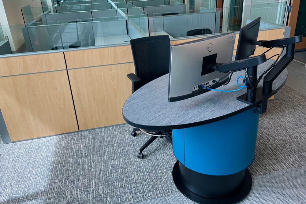 A YAKETY YAK 104 Pod + Drawer works perfectly as a compact and strategically placed help kiosk at the University of North Carolina Library.