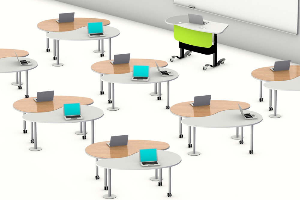 YAKETY YAK 402 Economy teacher Desks are mobile and height adjustable, perfect for learning environments.