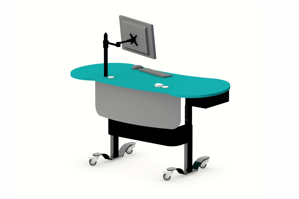 YAKETY YAK 404 Desk in the standing position, with a one color worktop.