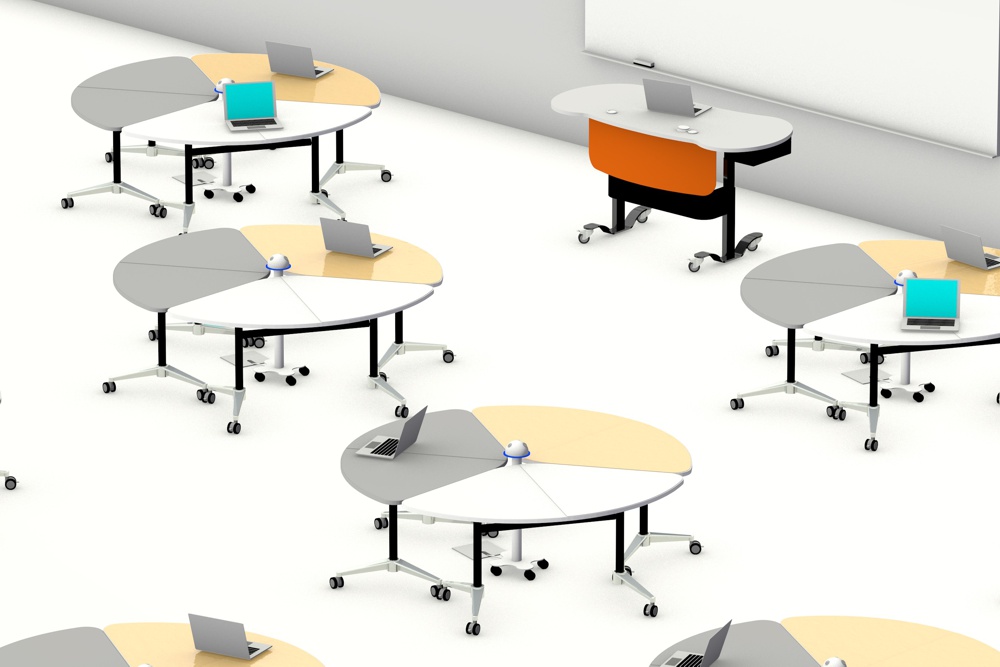 YAKETY YAK 404 Economy teacher Desks are mobile and height adjustable, perfect for learning environments.