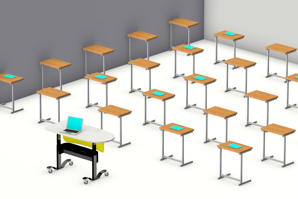 YAKETY YAK 405 Economy Desks are mobile and height adjustable, perfect for learning environments.