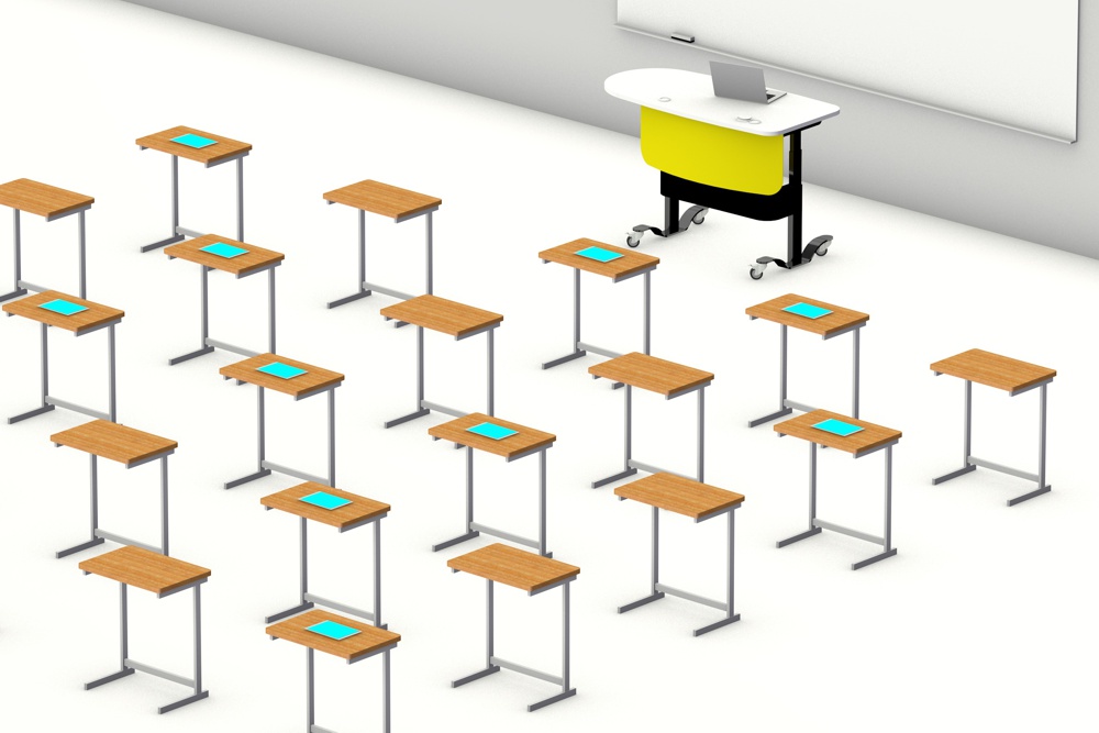 YAKETY YAK 405 Economy Desks are mobile and height adjustable, perfect for learning environments.