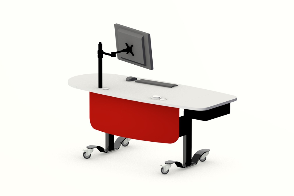 YAKETY YAK 406 Desk in the seated position, with right-hand orientation.